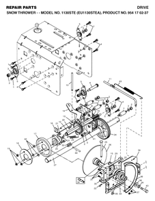 Drive Diagram and Parts List for 1130STE (954170237-A)(2004-09) Husqvarna Snow Blower