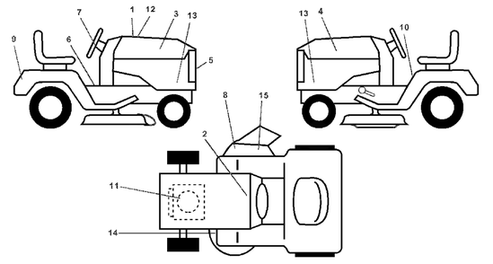 Decals Diagram and Parts List for YTH1542XP (954567253-D)(2001-12) Husqvarna Lawn Tractor