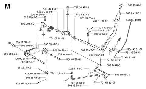 Controls Diagram and Parts List for R13 2003-01 Husqvarna Lawn Tractor