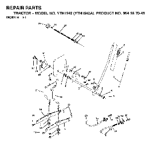 Mower Lift / Deck Lift Diagram and Parts List for YTH1542A (954567048)(2000-11) Husqvarna Lawn Tractor