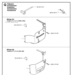 Accessories Diagram and Parts List for 340E 20062300001-Current Husqvarna Chainsaw