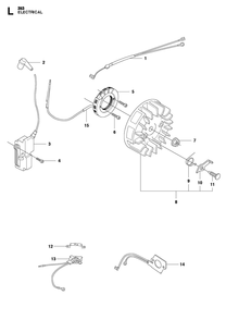 Electrical Diagram and Parts List for 353-353G 353E-tech-353G E-tech Husqvarna Chainsaw