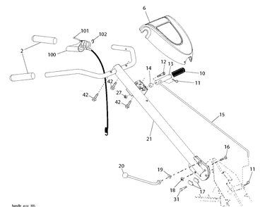 Handle Diagram and Parts List for DRT900H (96093001206)(2013-12) Husqvarna Cultivator