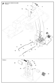 Pedals Diagram and Parts List for R16CAWD (966830301)(2008-04) Husqvarna Lawn Tractor