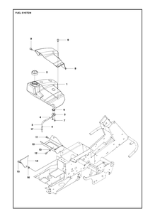 Fuel System Diagram and Parts List for R418TS AWD Husqvarna Lawn Mower