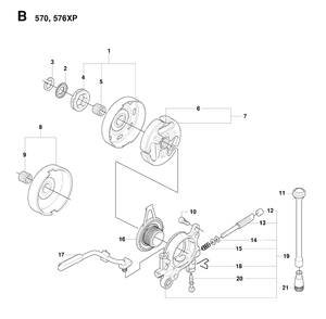 Clutch And Oil Pump Diagram and Parts List for 576XP-576XPEPA 20083100001-20100100000 Husqvarna Chainsaw