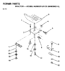 Seat Diagram and Parts List for LR120 (954830051A)(1995-08) Husqvarna Lawn Tractor