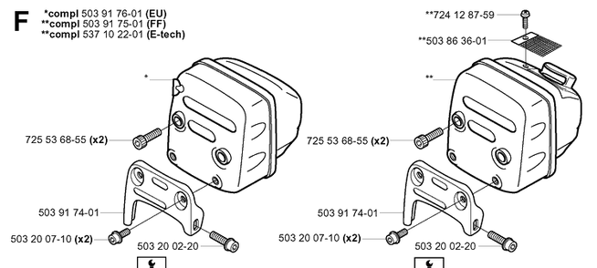 Muffler Diagram and Parts List for 357XP 20041800001-20050600000 Husqvarna Chainsaw