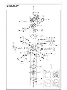 Carburetor Diagram and Parts List for 553RS  Husqvarna Brush Cutter