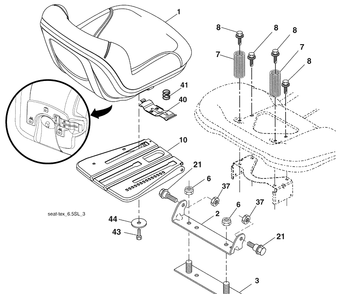 Seat Assembly Diagram and Parts List for 2042LS (96043007500)(2008-11) Husqvarna Lawn Mower