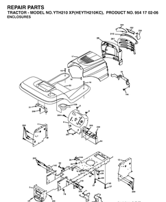 Chassis And Enclosures Diagram and Parts List for YTH210XP (HEYTH210KC)(2004-06) Husqvarna Lawn Tractor