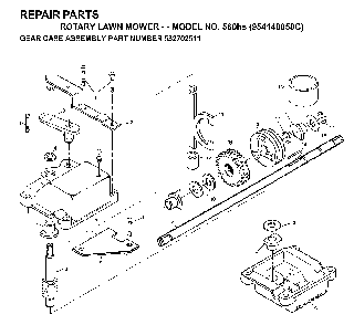 Gear Case Diagram and Parts List for 560HS (954140058C, 532702511)(1998-10) Husqvarna Lawn Mower