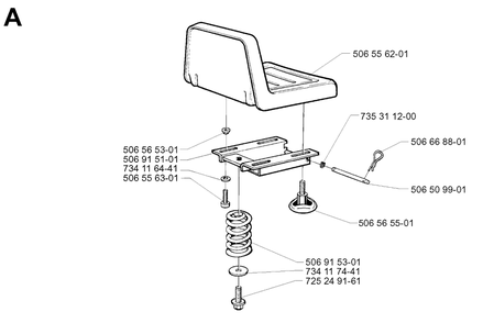 Seat Diagram and Parts List for R13BIO 2001-01 Husqvarna Lawn Tractor