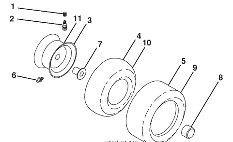 Wheels And Tires Diagram and Parts List for YTH2454 (96043006000)(2008-12) Husqvarna Lawn Mower