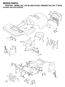 Chassis And Enclosures Diagram and Parts List for LTH130 (954170036-A)(2001-01) Husqvarna Lawn Tractor