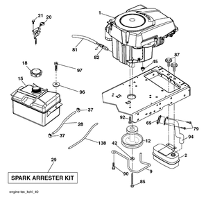 Engine Diagram and Parts List for YTH20K46 (240463)(2011- 07) Husqvarna Lawn Tractor