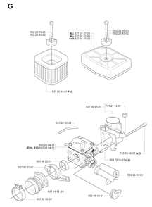 Carburetor And Air Filter 2 Diagram and Parts List for 385 20064000001-Current Husqvarna Chainsaw