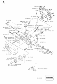 Gear Case Diagram and Parts List for 323P4 20042300001-20062700000 Husqvarna Pole Saw