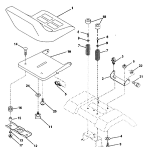 Seat Assembly Diagram and Parts List for LTH130 (954140005H)(1998-07) Husqvarna Lawn Mower