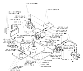 Hydraulic System Assembly Diagram and Parts List for LZ6123TLKOA (96899269)(2005-08) Husqvarna Lawn Mower