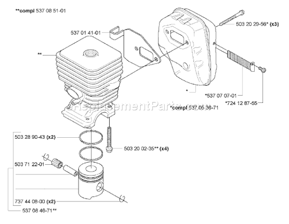 Page H Diagram and Parts List for HA850ATTACHMENT 2005-10 Husqvarna Trimmer