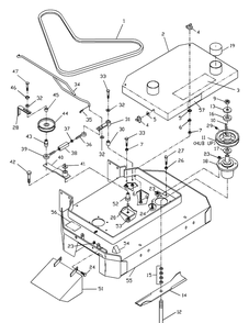 Front Deck Assembly Diagram and Parts List for WH3615 2001-02 Husqvarna Lawn Mower