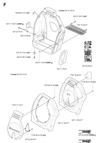 Housing Diagram and Parts List for 356BF 20044000001-20144899999 Husqvarna Leaf Blower / Vacuum