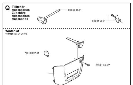 Accessories Diagram and Parts List for 340 20041000001-Current Husqvarna Chainsaw