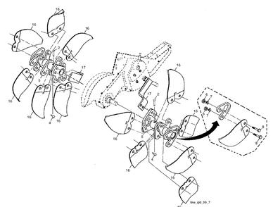 Tine Assembly Diagram and Parts List for TR430DUAL (96091001802)(2011-09) Husqvarna Cultivator