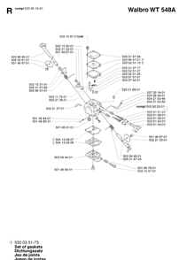 Carburetor Details Diagram and Parts List for 235R  Husqvarna Brush Cutter