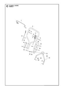 Handle Diagram and Parts List for LB553SE 967256701 Husqvarna Lawn Mower