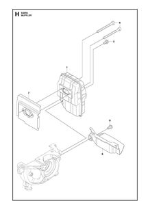 Muffler Diagram and Parts List for 543RS (967348201)(20154400001-20192200000) Husqvarna Brush Cutter