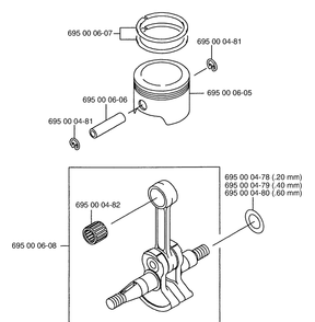 Piston / Crankshaft Diagram and Parts List for 155BT (Carb II)(2001-04) Husqvarna Leaf Blower / Vacuum