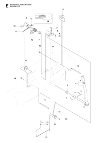 Mower Lift / Deck Lift Diagram and Parts List for R13AWD (965094601)(2007-01) Husqvarna Lawn Tractor