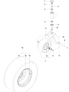 Wheel And Tires Diagram and Parts List for PZ29D (966554801)(2010-03) Husqvarna Lawn Mower