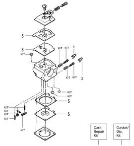 Carburetor Parts Diagram and Parts List for 136LE 2001-06 Husqvarna Chainsaw
