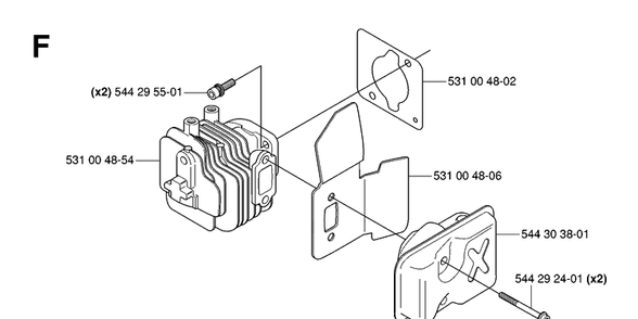 Cylinder Diagram and Parts List for 123HD60 20061000001-20070500000 Husqvarna Hedge Trimmer
