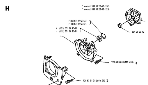 Crankcase Diagram and Parts List for 125RB 19931400001-Current Husqvarna Brush Cutter