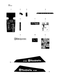 Decals Diagram and Parts List for R16 (965161601)(2010-07) Husqvarna Lawn Tractor