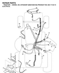Electrical Diagram and Parts List for GTH250XP (96021000100)(2005-01) Husqvarna Lawn Tractor