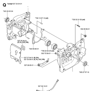 Crankcase Diagram and Parts List for 343R 20064000001-20103600000 Husqvarna Brush Cutter