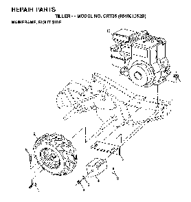 Mainframe, Right Side Diagram and Parts List for CRT35 (954001252B)(1995-03) Husqvarna Tiller