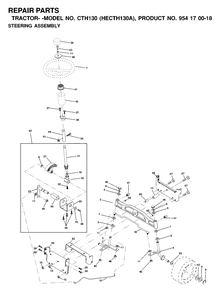 Steering Diagram and Parts List for CTH130 (954170018-A)(2000-03) Husqvarna Lawn Tractor
