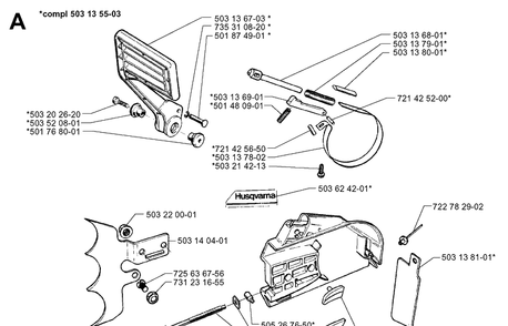 Chain Brake And Clutch Cover Diagram and Parts List for 3120 19960100001-19980900000 Husqvarna Chainsaw