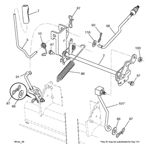 Mower Lift / Deck Lift Diagram and Parts List for TS142 (96041043000)(2019-04) Husqvarna Lawn Tractor