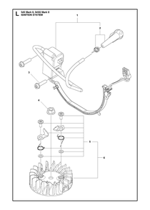 Ignition System Diagram and Parts List for 545GMARKII  Husqvarna Chainsaw