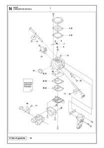 Carburetor Details Diagram and Parts List for 562XP-562XPG 562 XP W - 562 XP GW Husqvarna Chainsaw