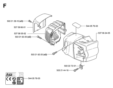 Cover Diagram and Parts List for 325HD75X 20062300001 - 20081400000 Husqvarna Hedge Trimmer
