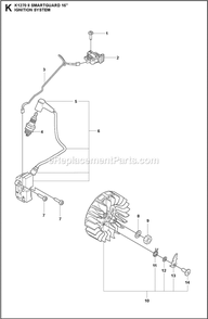 Ignition System Diagram and Parts List for K1270II  Husqvarna Concrete Saw
