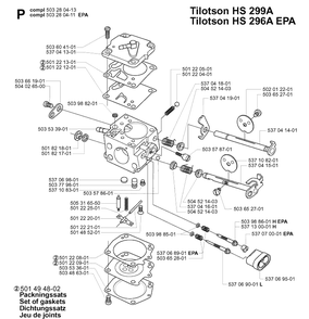 Carburetor Details Diagram and Parts List for 385XP 20011300001-20034000000 Husqvarna Chainsaw